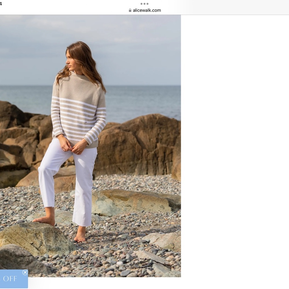 Alice Walk Cotton mock neck oatmeal stripe size med